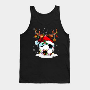 Reindeer Santa Hat Soccer Christmas Lights Xmas Tank Top